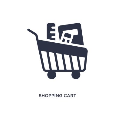 alışveriş sepeti beyaz arka plan üstünde kutsal kişilerin resmi. Basit öğe illustrat