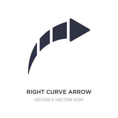 Beyaz arka plan üzerinde sağ Eğri ok simgesi. Basit öğe illus