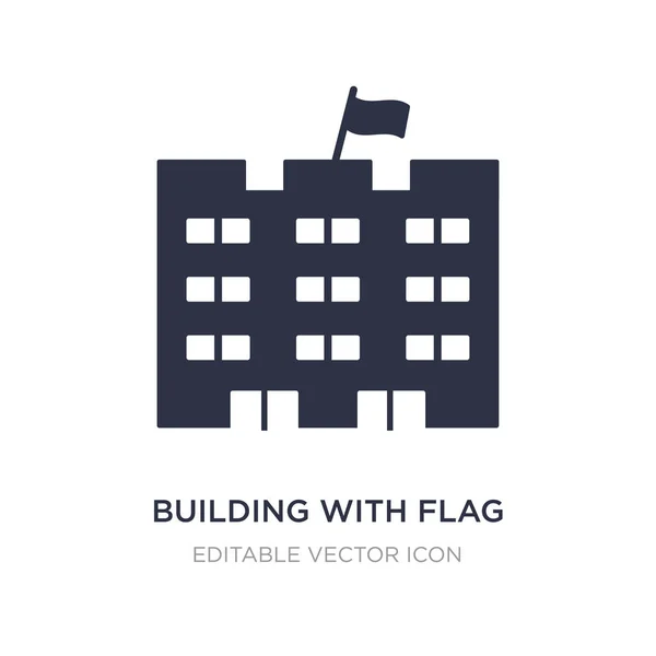 Edificio con icono de bandera sobre fondo blanco. Elemento simple illu — Vector de stock