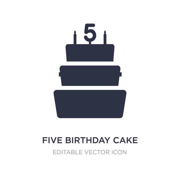 Cinco icono de pastel de cumpleaños sobre fondo blanco. Elemento simple illu — Vector de stock