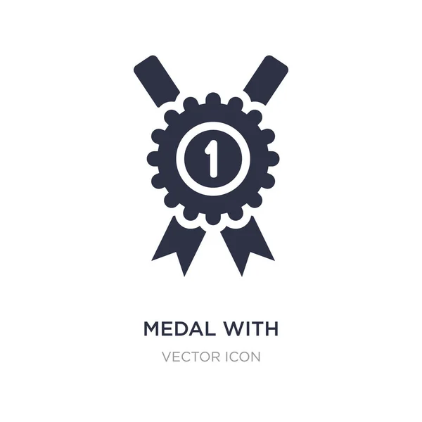 Medali dengan ikon nomor 1 di latar belakang putih. Elemen sederhana III - Stok Vektor