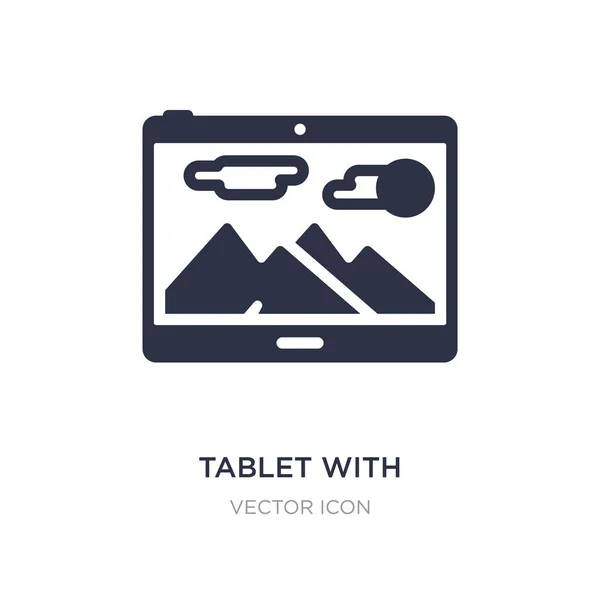 Tablet mit Bild-Symbol auf weißem Hintergrund. einfaches Element krank — Stockvektor