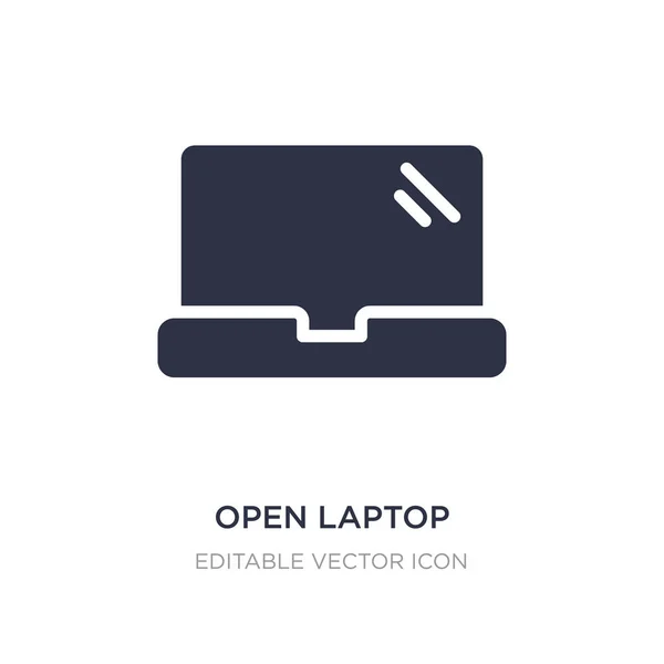 Geöffneter Laptop mit leuchtendem Bildschirm-Symbol auf weißem Hintergrund. einfach — Stockvektor