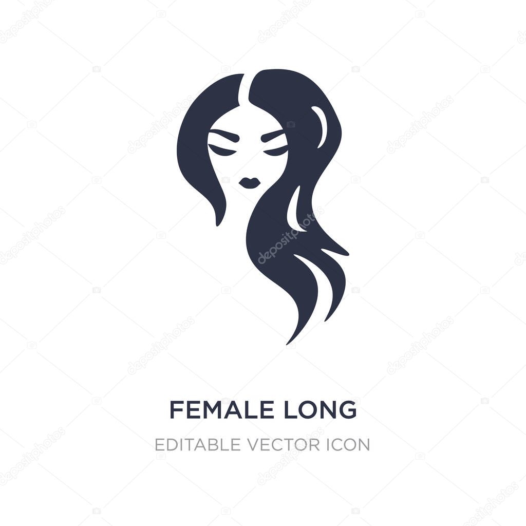 female long black hair icon on white background. Simple element 
