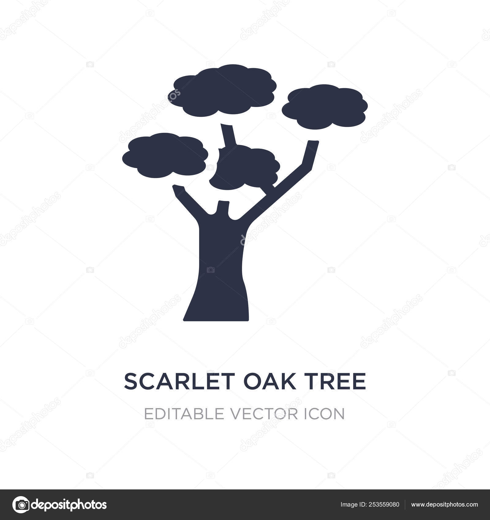 Scarlet Oak Tree Icon On White Background Simple Element Illust Stock Vector C Zaurrahimov