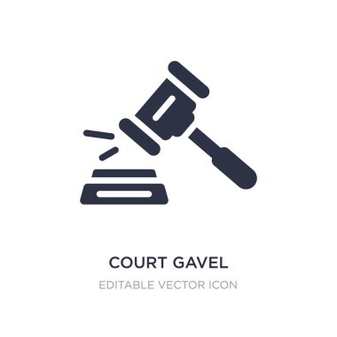 Mahkeme tokmak simgesi beyaz arka plan üzerinde. Basit öğe illustratio