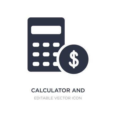 Beyaz arka planda hesap makinesi ve dolar simgesi. Basit eleman i