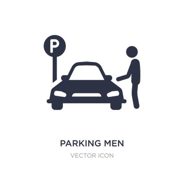 Erkekler simgesi beyaz arka plan üzerinde otopark. Basit öğe illustratio