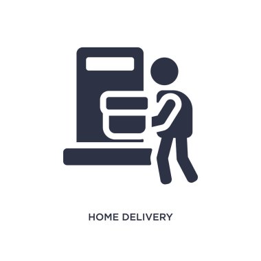 Beyaz arka planda ev teslim simgesi. Basit eleman çizimat