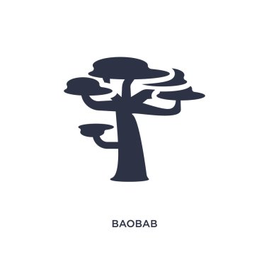 Beyaz arka planda Baobab simgesi. Basit eleman çizim fro