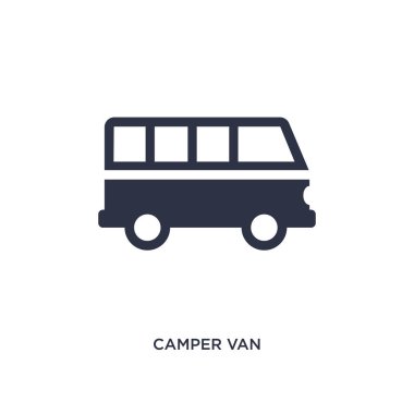 Beyaz arka planda Camper Van simgesi. Basit eleman çizimi