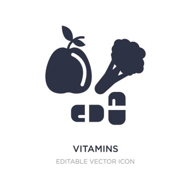 Vitaminler simgesi beyaz arka plan üzerinde. Basit öğe illüstrasyon f