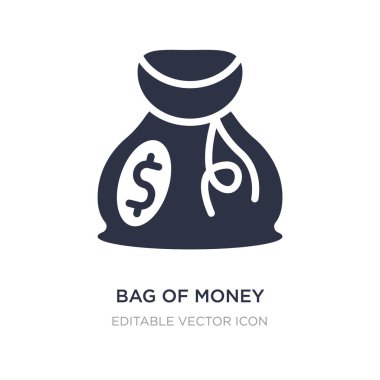 Beyaz arka plan üzerinde dolar simgesiyle para çantası. Basit elemen