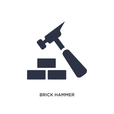 Brick hammer icon on white background. Simple element illustrati vector