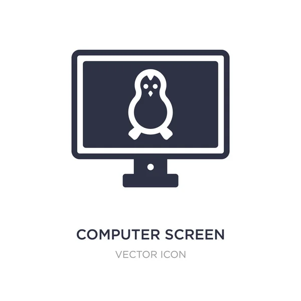 Ordenador pantalla linux icono sobre fondo blanco. Elemento simple i — Vector de stock
