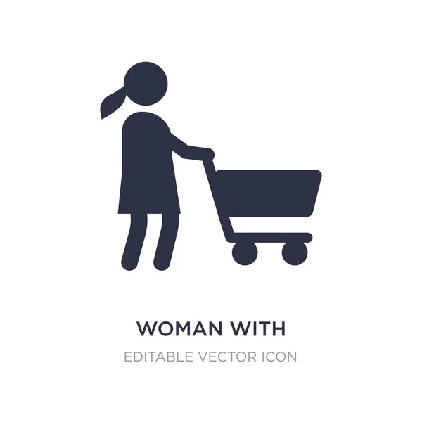 Frau mit Warenkorb-Symbol auf weißem Hintergrund. einfache elemen — Stockvektor