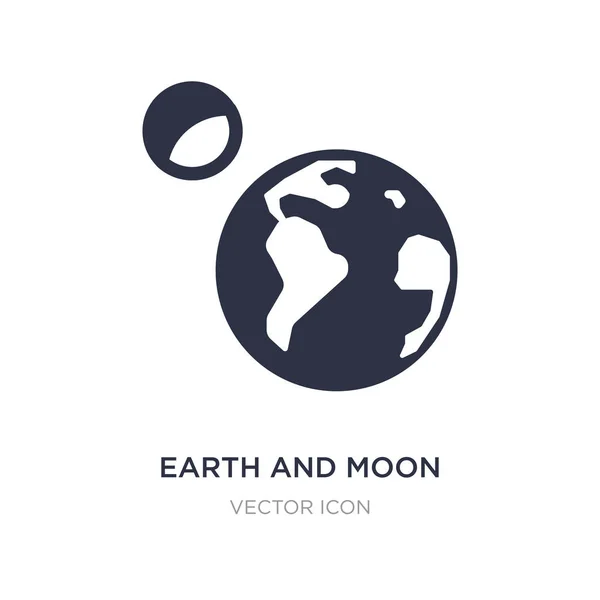 Earth and moon icon on white background. Simple element illustra — Stock Vector