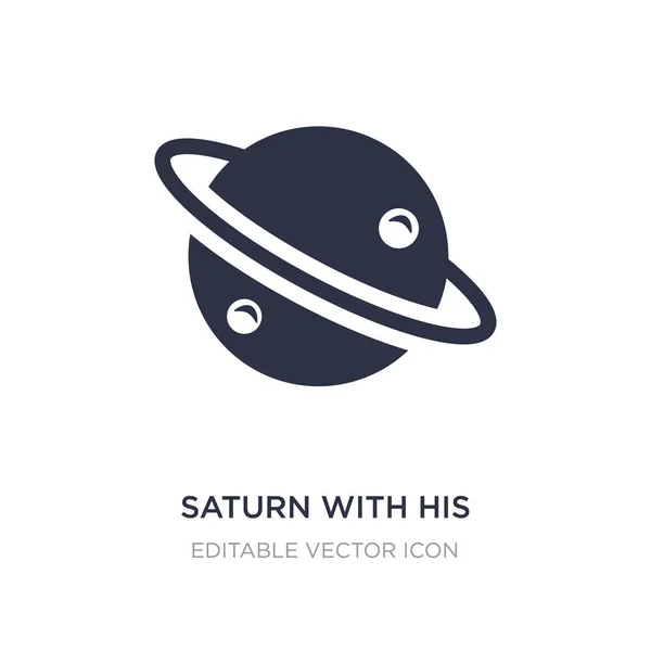 Saturno com seu ícone de anel no fundo branco. Elemento simples il — Vetor de Stock