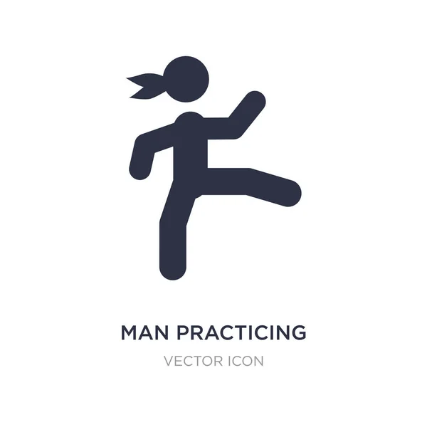 Man practicing martial arts icon on white background. Simple ele — Stock Vector