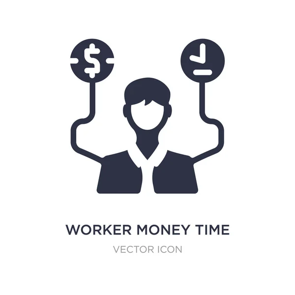 Arbeiter Geld Zeit Symbol auf weißem Hintergrund. Einfaches Element — Stockvektor