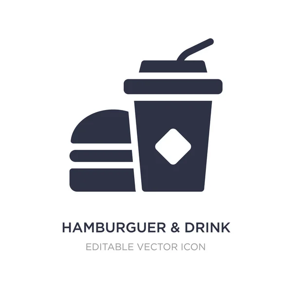 Hambúrguer & ícone de bebida no fundo branco. Elemento simples illu — Vetor de Stock