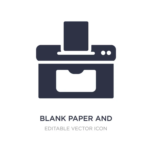 Leeres Papier und Druckersymbol auf weißem Hintergrund. einfaches Element — Stockvektor