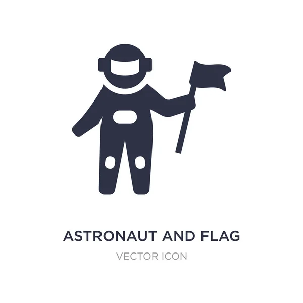 Astronauta e icono de la bandera sobre fondo blanco. Elemento simple illu — Vector de stock
