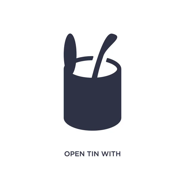 Open tin with spoon icon on white background. Simple element ill — Stock Illustration Open tin with spoon icon on white background. Simple element ill Stock Vector