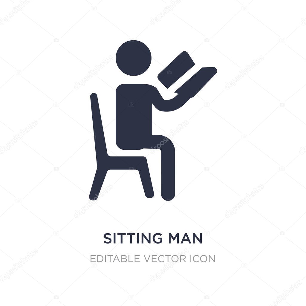 Sitting man reading icon on white background. Simple element illustration from People concept. sitting man reading icon symbol design.