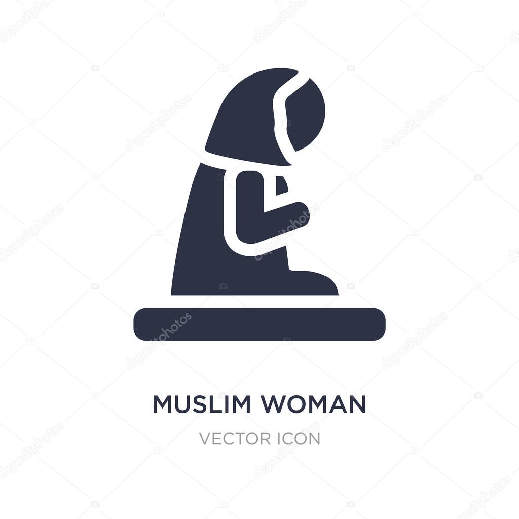 Muslim woman praying icon on white background. Simple element illustration from Religion concept. muslim woman praying sign icon symbol design.