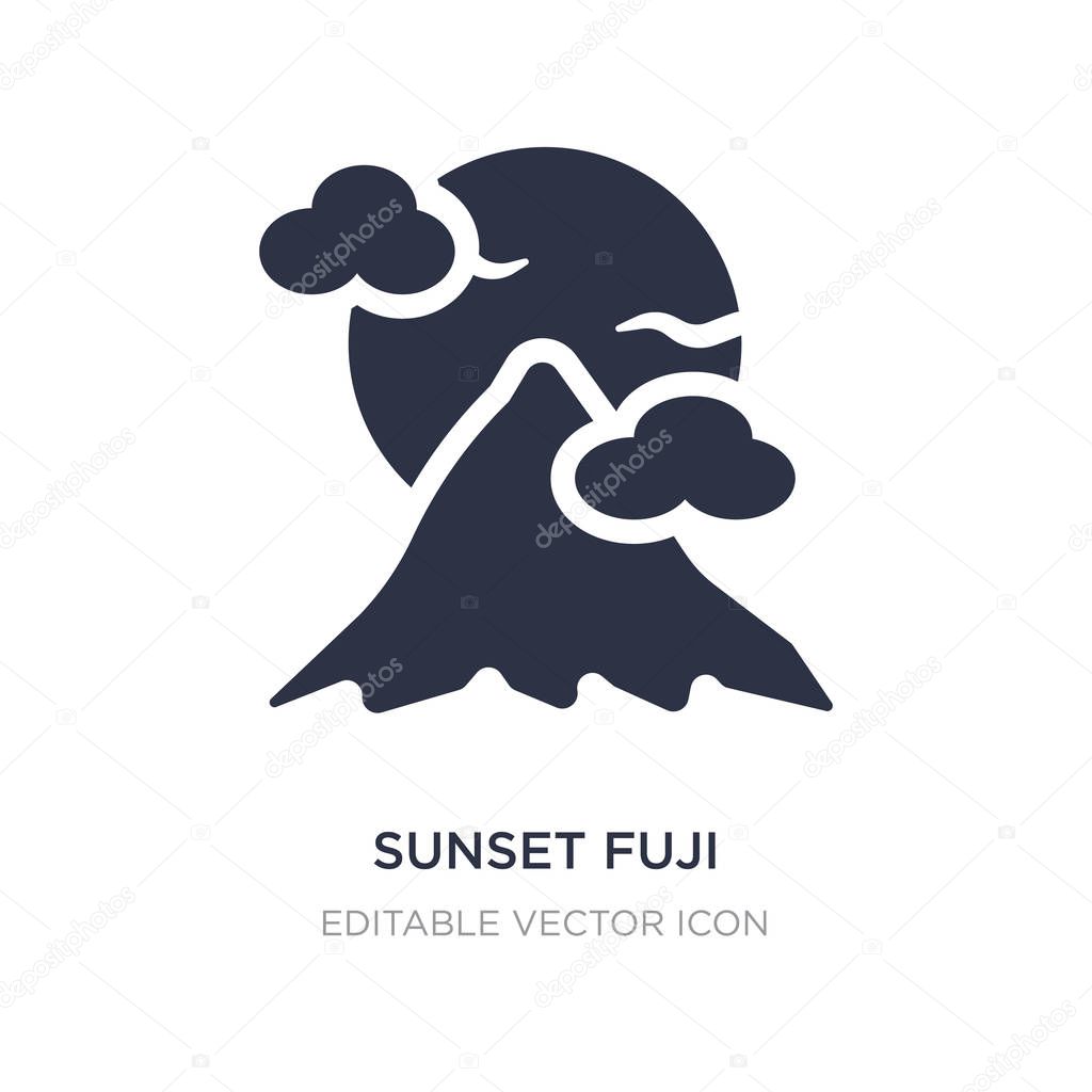 sunset fuji mountain icon on white background. Simple element il