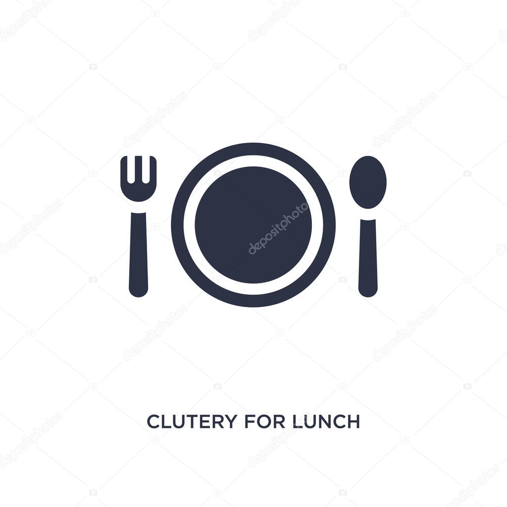 clutery for lunch icon on white background. Simple element illus
