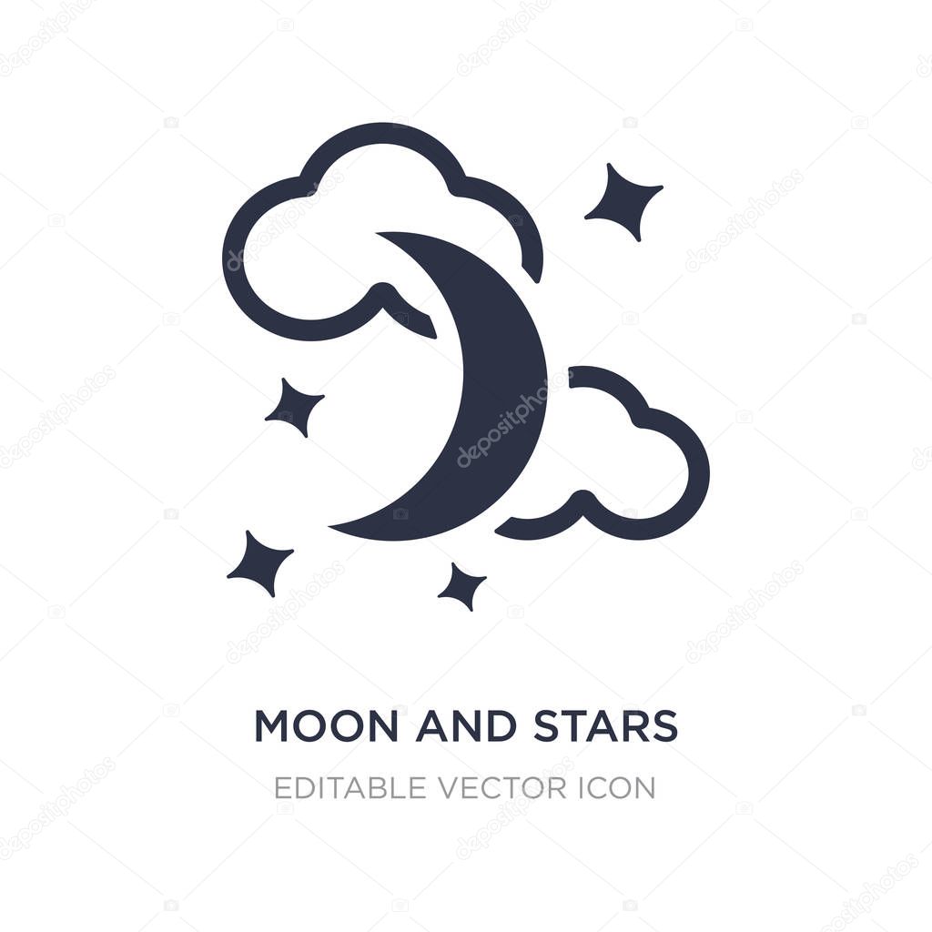 moon and stars icon on white background. Simple element illustra
