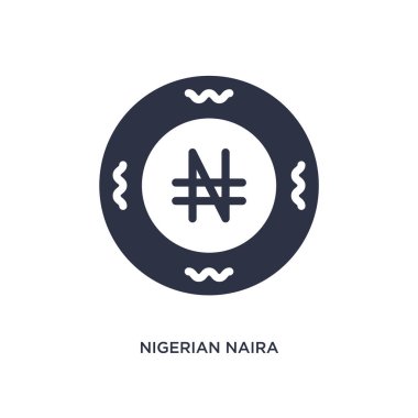 Beyaz arka planda Nijerya Nairası simgesi. Basit eleman çizim