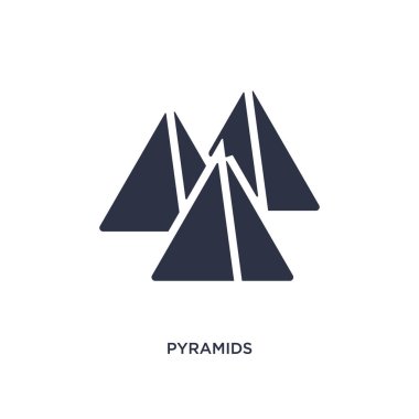 Beyaz arka planda piramitler simgesi. Basit eleman illüstrasyon f