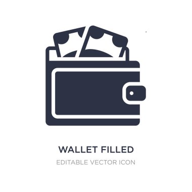 m-cüzdan para aracı simgesi beyaz zemin üzerine dolu. Basit elemen