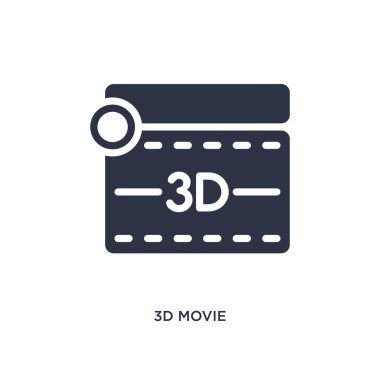 3D film simgesi beyaz arka plan üzerinde. Basit öğe illüstrasyon f