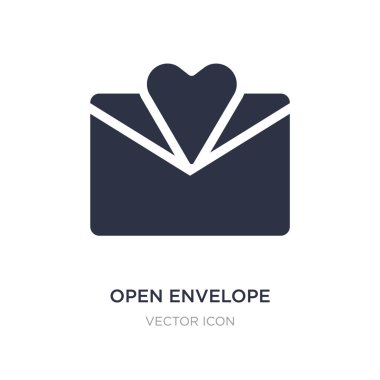 Beyaz arka planda kalp harfi simgesiyle açık zarf. Basit