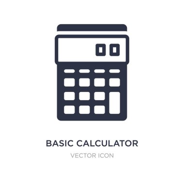 Beyaz arka planda temel hesap makinesi simgesi. Basit eleman illust