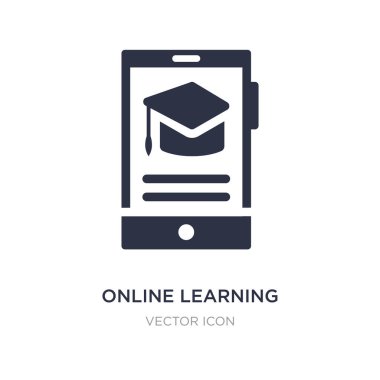 Beyaz arka planda çevrimiçi öğrenme simgesi. Basit eleman illustr