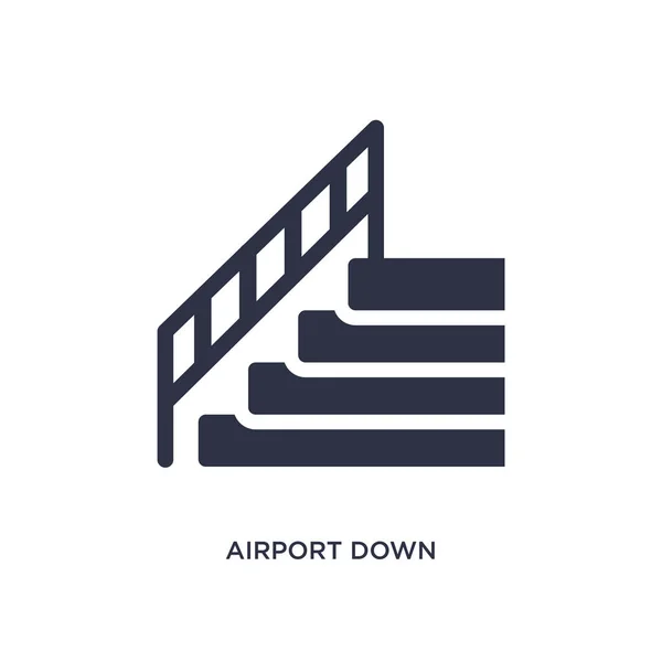 Aéroport en bas icône des escaliers sur fond blanc. Élément simple malade — Image vectorielle