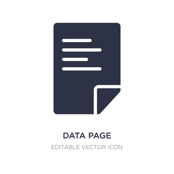 Ícone de página de dados no fundo branco. Ilustração do elemento simples — Vetor de Stock