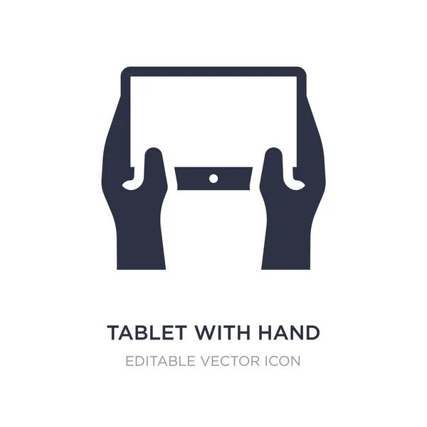 Tableta con icono de mano sobre fondo blanco. Ilustración de elemento simple — Vector de stock