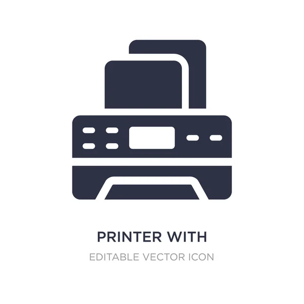 Impressora com ícone de folha de papel em branco no fundo branco. Simples — Vetor de Stock