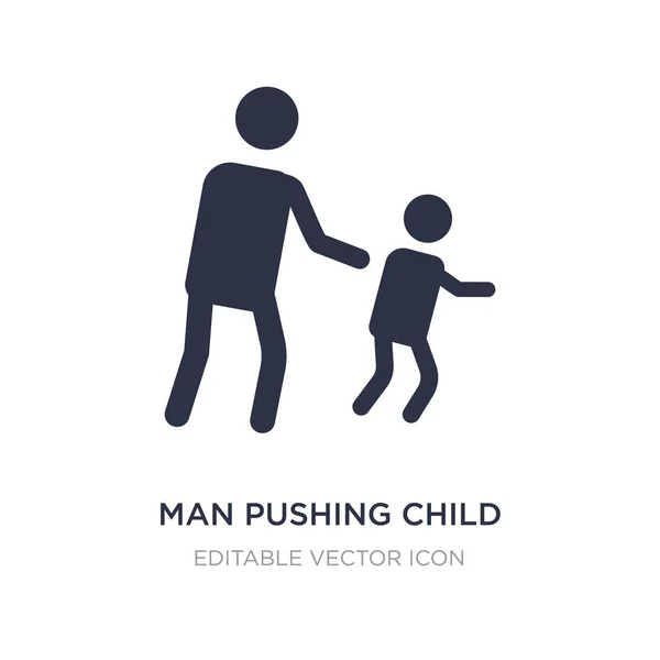 Mann schiebt Kind-Symbol auf weißem Hintergrund. Einfaches Element — Stockvektor