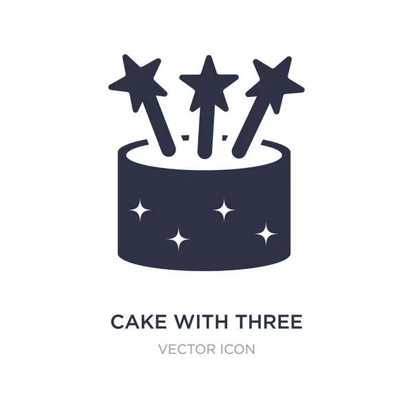 Kuchen mit drei Kerzen Symbol auf weißem Hintergrund. einfaches Element — Stockvektor