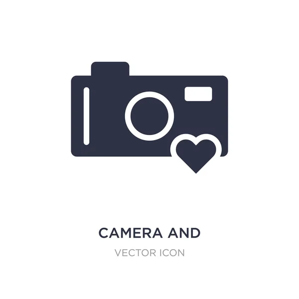 Kamera und Herzbild-Symbol auf weißem Hintergrund. einfache elemen — Stockvektor