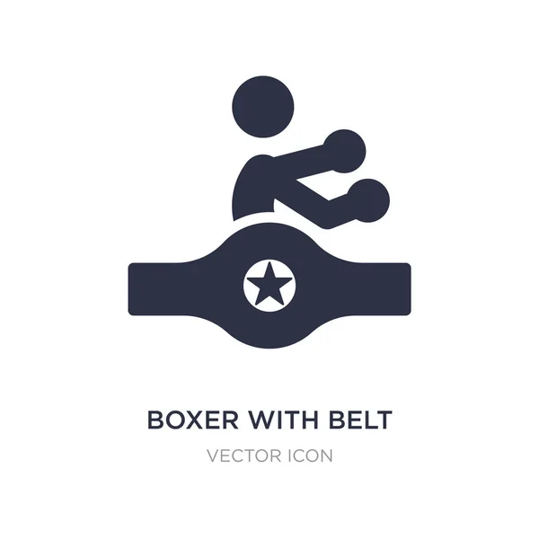 Boxeador con icono de cinturón sobre fondo blanco. Elemento simple illustr — Archivo Imágenes Vectoriales