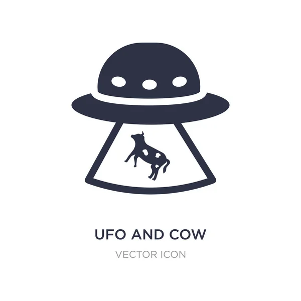 Ufo e ícone de vaca no fundo branco. Elemento simples ilustratio — Vetor de Stock