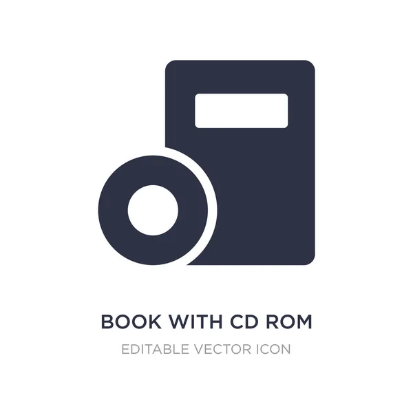 Boek met cd rom-pictogram op witte achtergrond. Eenvoudig element illust — Stockvector